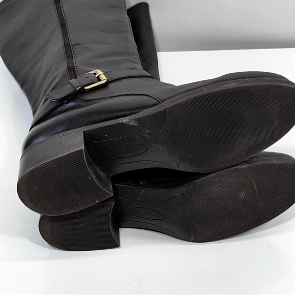 Easy Spirit Nadette Womens Tall Leather Boot 8.5 Chocolate Brown Zip Buckle - Picture 9 of 12